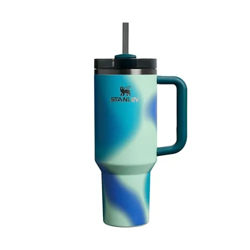 STANLEY Quencher H2.0 FlowState Tumbler 1.2L - Termo Conserva el Frío 11 Horas - Helada Durante 48 Horas - Botella Agua Acero Inoxidable - Taza Termica - Vaso Termico Sin BPA - Coastal Teal Motion