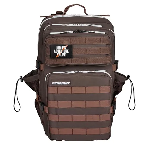ELITRAINX Mochila Táctica 45L – Mochila Cabina Avión 40x20x25, Crossfit, Oxford 1000D Impermeable, Compartimento Zapatillas, Gimnasio, Hombre y Mujer(Coffee)