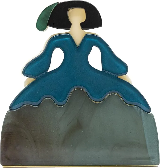 Broche Menina de Resina Mate Doble Capa Fucsia y Azul de 24Joyas