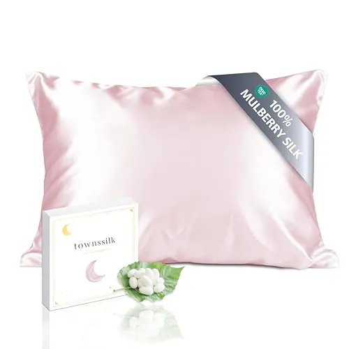 townssilk Funda de Almohada de Seda, 100% de Morera, 19 Momme, certificada Oeko-Tex, Grado 6A, con Cremallera, 1 Unidad, 40×70 cm,Rosepink