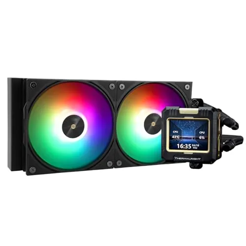 Thermalright FW 240 Negro ARGB CPU refrigeración por agua con 2 ventiladores PWM, pantalla LCD IPS 320 x 240, enfriador líquido para CPU Intel PC Aio: AM4/AM5/LGA1700/1851