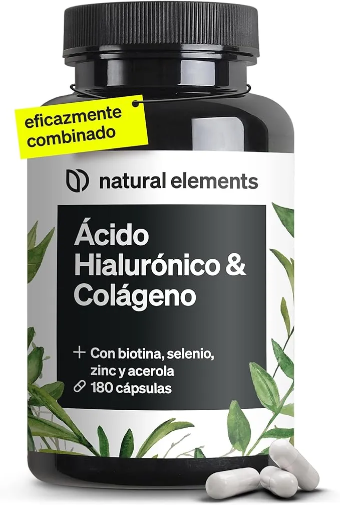 Colágeno + Ácido hialurónico - 180 Cápsulas - Con biotina, selenio, zinc, silicio y vitamina C (Acerola) - Para la piel, el cabello y articulaciones - 1000mg de colágeno hidrolizado