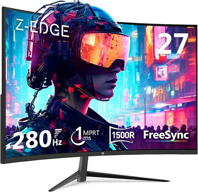 Z-Edge Monitor Gaming 27 Pulgadas，Monitor Curvo 280 Hz (DP), Pantalla PC Curvada,1ms MPRT, FHD(1920x1080), FreeSync, LED 16:9 con Cable HDMI, 1500R VA, 2* HDMI2.0 & 2* DP 1.2
