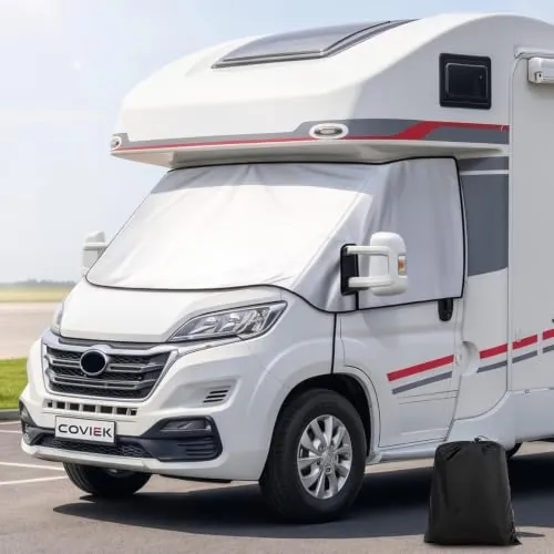 Cubierta del Parabrisas para Autocaravana FIAT Ducato 600D Impermeable | Funda Exterior Protector Solar Térmico con Forro Suave para Peugeot Boxer, Citroen Jumper X250/290 (2006-2025)