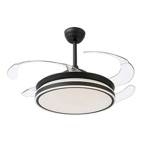 BEL AIR HOME - Ventilador de Techo ASGARD - Motor DC Silencioso - Aspas Desplegables 108CM - Luz LED 36W 3 Temperaturas - Mando a Distancia - Modo Invierno - Blanco (MAX NEGRO)