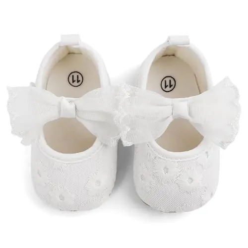 Cheerful Mario Zapatos Bebe Niña Bautizo Bebe Bailarinas Primeros Pasos Zapatos Elegantes para Boda Cumpleaños Blanco-H 3-6 Meses