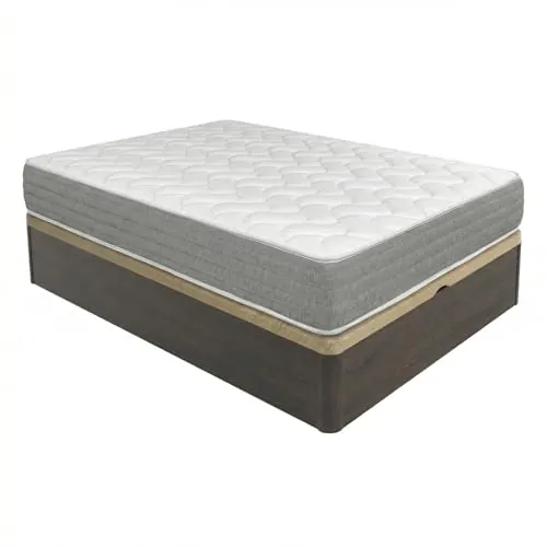 DUÉRMETE ONLINE - Pack Colchón Viscoelástico Viscotec con Canapé Madera Abatible Gran Capacidad, Color Wengué 150 x 200 cm