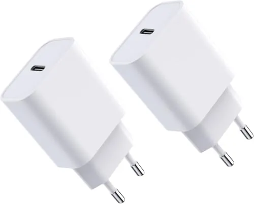 Seadmit 20W Cargador USB C, Enchufe Tipo C Compatible con i-Phone 17/16/15/14/13 Plus Pro MAX Mini, i-Pad, Air-Pods, Galaxy S25/24/23, Cargador i-Phone Carga Rapida, Samsung Carga Rapida(2 Pack)