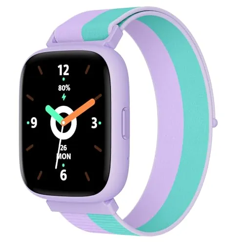BIGGERFIVE Pulsera Actividad Niñas 5-16, 1,8" Reloj Inteligente Podómetro, Frecuencia Cardíaca, Resistente al Agua IP68, Monitor de Sueño, Despertador, Juegos de Rompecabezas con/sin App, Nylon