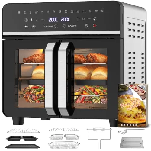 23L Freidora de Aire Familiar, Mini Horno Zona Cocción Única/Doble,Sep Temp