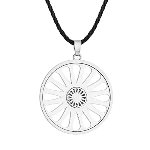 LUTAKU Collar con colgante de rueda de chakra romaní para hombres y niños, gitanos, gitanos, cadena de cuero, amuleto de símbolo indio Ashoka