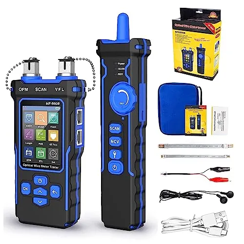 NOYAFA NF-8508 Probador de Cables - Red Ethernet Medidor de Potencia Óptica, Tester RJ45/RJ11, VFL, Prueba PoE, NCV, Medición de Longitud, Mapeo de Cables Cat5/Cat6