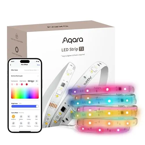 Aqara Tiras LED T1, REQUIERE HUB Zigbee 3.0, Luces LED RGB+IC de 2M con 16 Millones de Colores/Blanco Ajustable/Efectos de Gradiente, Compatible Apple Home, Google Home y Alexa, Matter over Bridge
