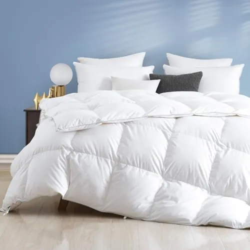 Dafinner Edredón nórdico Cama 180, 240x260 cm, 90% plumón, algodón