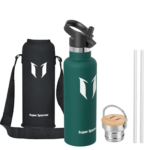 Super Sparrow Botella Agua Acero Inoxidable - Botella de Agua Deportes 750ml - Botella Termica Boca Estándar - Sin BPA, para Niños & Adultos, Deporte, Oficina, Yoga, Ciclismo