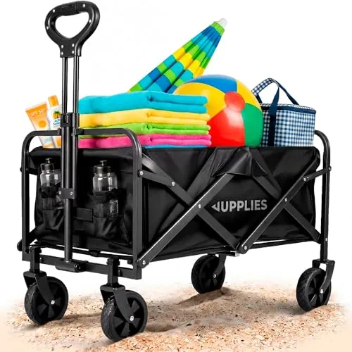 JUPPLIES Carro Plegable con Ruedas – Carro Playa, Jardín y Supermercado | Carrito Transporte Plegable, Asa Telescópica, Tela Resistente e Impermeable (75KG - S (70x42x47cm) Modelo Nuevo)