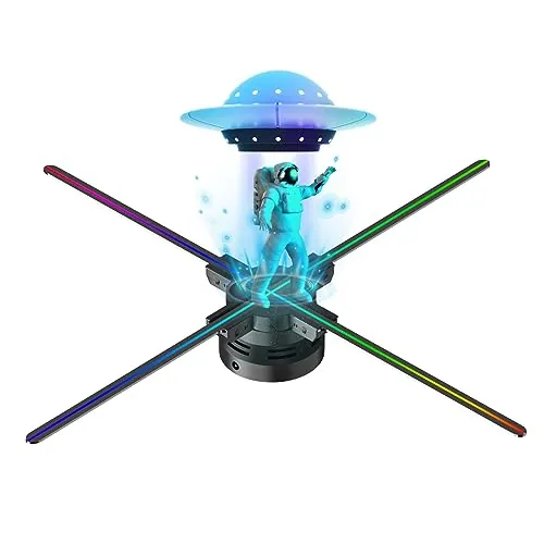 Hologramme 3D,70cm Hologramme 3D Fan Projecteur Holographique Avec Application WiFi et 700 vidéothèques - pour expositions, centres commerciaux,hélice holographique (70CM(App+WiFi+Bluetooth+Remote))
