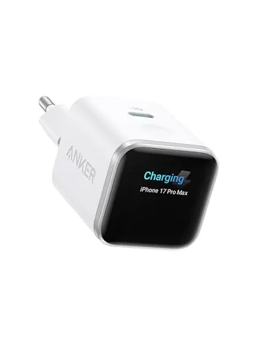 Anker Nano Cargador USB C 45W Inteligente, Cargador iPhone Carga rápida con reconocimiento Inteligente, Compatible con iPhone 17/16/15, iPad Pro, iPad Air (sin Cable, 1 Puerto USB-C, No Plegable)