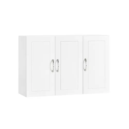 SoBuy Armario Baño Pared Blanco - Mueble Baño Colgar con Estante Ajustable