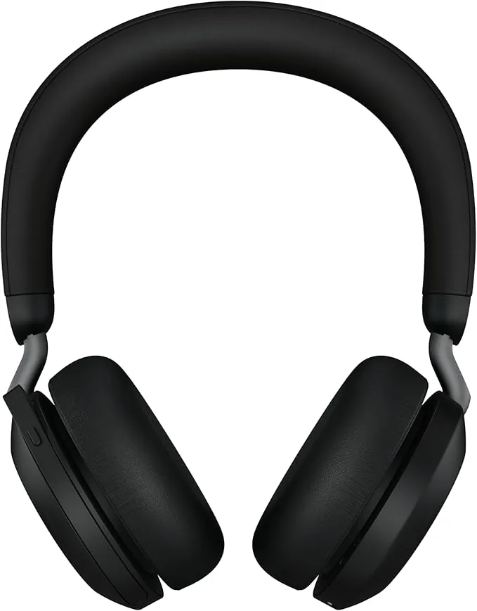 Jabra Evolve2 75-Auriculares Estéreo Inalámbricos con Estación de Carga, 8 Micrófonos, Doble Espuma, Cancelación de Ruido Activa, Adaptador Bluetooth USB-A-Compatibilidad con CU-Negro