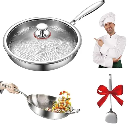 Sartén de titanio puro,Sarten de titanio puro martillado para cocinar 26cm