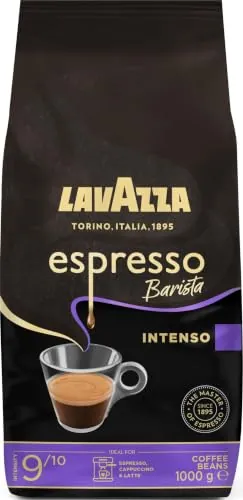 Lavazza, Espresso Barista Intenso, Café en Grano Natural Tostado, Ideal para Máquina de Café Espresso o Superautomática, con Notas Aromáticas de Cacao y Madera, Intensidad 9/10, Tueste Medio, 1 kg