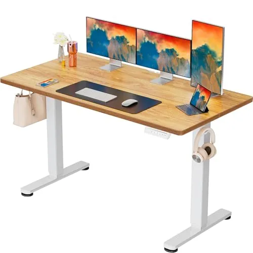 ErGear Escritorio Elevable Eléctrico, 140x70cm, Nogal Oscuro