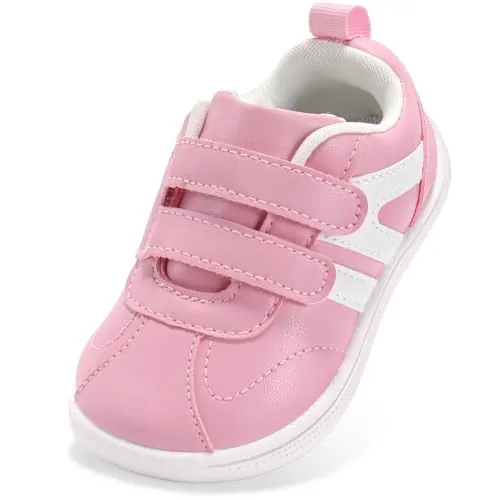 STQ KIDS Zapatillas Deportivas Niña Barefoot Calzado Respetuoso Bebe Antideslizante Primeros Pasos Lindos Non-Slip Running para Interior y Exterior Rosa Claro 28 EU