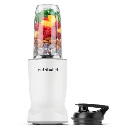 nutribullet Turbo - Batidora Personal de 1000W y 900ml Blanca | Batidora de Smoothies, Ciclo Auto de 45 S, Cuchilla Extractora Rápida, Vaso de Tritan, Tapa para Llevar, NBT1004MW