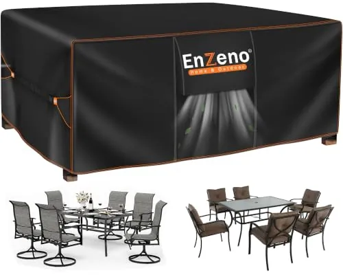 Enzeno Funda Mesa Exterior Impermeable,Funda Muebles Exterior Impermeable 180x100x74cm,Cubierta Conjunto Jardin Aplicable a Mesa y Sillas,Anti Viento, Anti UV