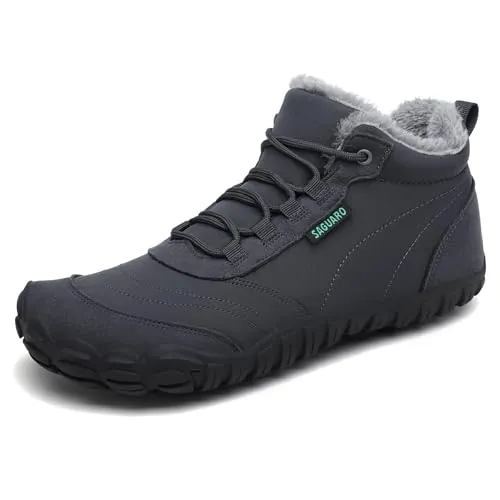 SAGUARO Barefoot Botas Hombre Invierno Botines Mujer Invierno Cómodas Botas Nieve Zapatillas Antideslizante Botas Minimalistas Zapatos Nieve Gris Oscuro,EU Gr.46