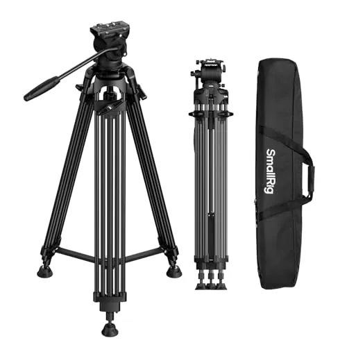 SMALLRIG Trípode FreeSpeed 75" con Cabeza Fluida 360° para Placa Manfrotto, Extensión Rápida, Carga 17.64 LB, para Cámaras DSLR/Mirrorless - 5442