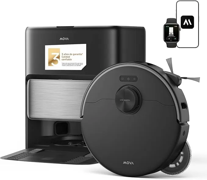 Mova P70 Pro Ultra Robot Aspirador y Friegasuelos, 30000Pa Succión, 260RPM Motor Mopa con 12N Presión, Cepillo y Mopa Flexibles Extensibles, JetSpray Dryboard PTC 100℃, Secado Rápido en 1H