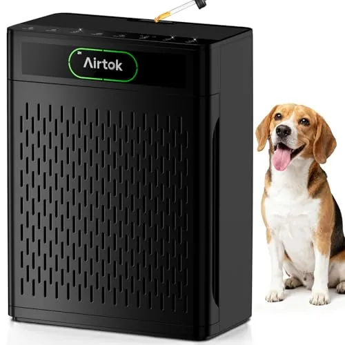 AIRTOK Purificador de Aire, Cubre Hasta 170m², Filtro HEPA Para Alergias, Humo, Caspa De Mascotas y Olores, con Filtro lavable, Modo de sueño, Monitor de calidad de aire PM 2.5, Aromaterapia