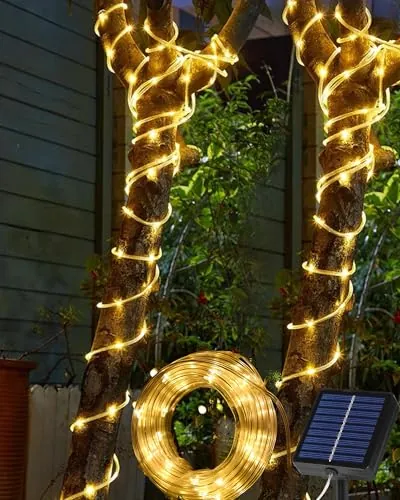 Tcobey Guirnalda Luces de Tubo Exterior Solar, 10M 100 LED Luces Navidad