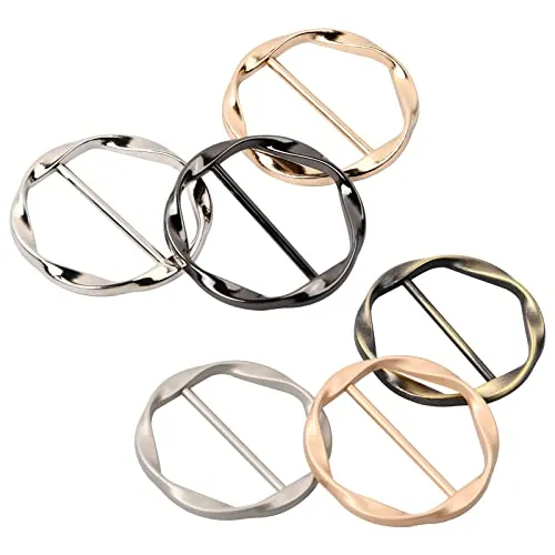 6 Piezas Clip de Anillo Redondo para Bufanda y Camiseta a La Moda para Mujer Clip de Anillo de Camiseta de Metal Hebilla de Bufanda Hebilla de Clip Redondo para Ropa Clips de Anillo para Bufanda