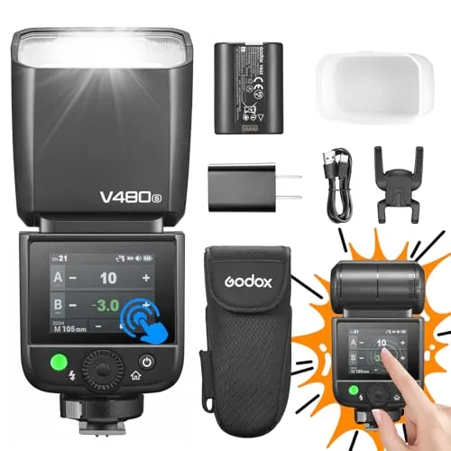 Godox V480S V480-S Flash de Cámara Camera Flash Speedlite 7.2 V/2200mAh TTL GN50 650 Flashes con Plena Potencia para Cámaras Sony