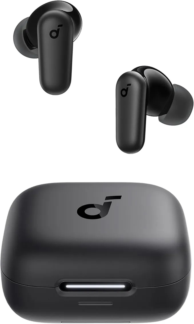Soundcore P30i Auriculares Inalámbricos Bluetooth con Cancelación de Ruido de Anker, Cancelación de Ruido Potente e Inteligente, Graves Potentes, 45 Horas, Estuche 2 en 1 y Soporte para el Móvil, IP54