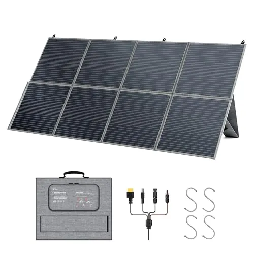 CTOLITY Panel Solar Portátil de 400W, Módulo Solar Plegable para Estación de Energía Portátil, 25% de Eficiencia, IP65 Resistente al Agua, Sistema Solar para Exterior, RV, generador solar, furgoneta