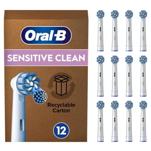 Oral-B Pro Sensitive Clean Cabezales de Recambio Originales, Blanco, Pack de 12 - Recambios para Cepillo de Dientes Eléctrico Oral B Pro, Filamentos Ultrasuaves para Encías Sensibles