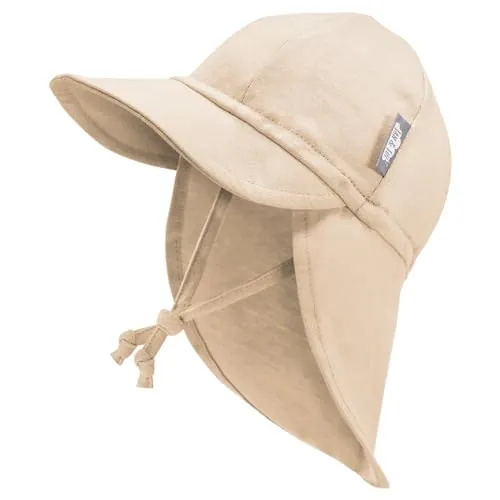 Jan & Jul Sombrero de sol con solapa en el cuello para bebés, niños y niñas, lazo con cuerdas, Avena, 3-6 Months