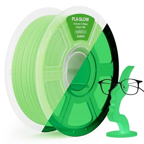 ELEGOO Filamento PLA 1.75mm Verde Fluorescente 1KG, Filamento para Impresora 3D, Precisión Dimensional, Carrete Filamento 3D, para Mayoría Impresoras 3D