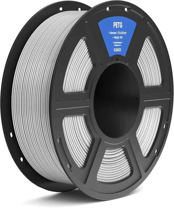 ELEGOO Filamento PETG 1.75 1KG Gris, Filamento PETG para Impresora 3D, Precisión Dimensional +/- 0.02mm, Carrete Filamento 3D, para Mayoría Impresoras 3D