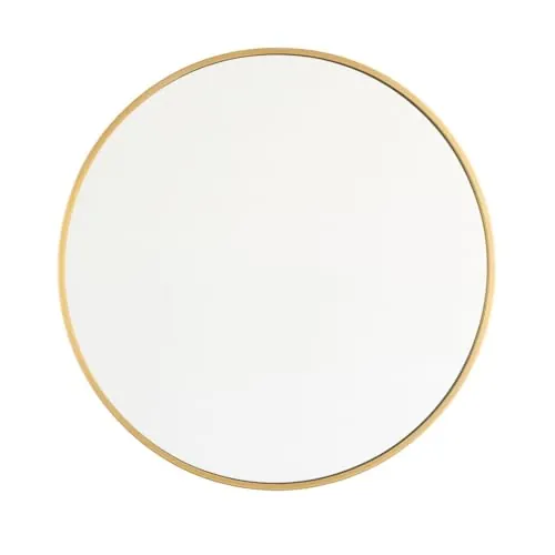 Espejo Redondo Decorativo 50cm con Marco Dorado Metálico Elegante para Pared, Estilo Moderno Minimalista