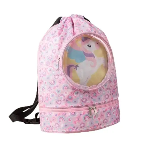 SLAXJNE Bolsa De Separación Húmeda Y Seca, Mochila Rosa Niña, Bolsa Gimnasio, Bolsa Impermeable, Mochila Ballet