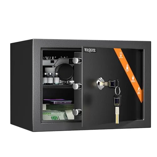 WASJOYE 19L Caja Fuerte con Llaves, Caja de Seguridad (25 * 35 * 25cm)