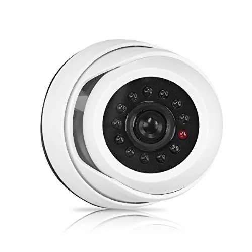 kwmobile Camara Falsa Vigilancia Exterior - Cámara Simulada de Seguridad con luz LED Parpadeante - Cámara Disuasoria para Exterior e Interior - Blanca