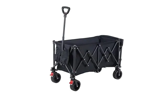 YEAUPE PRO Carro Playa Plegable Todo Terreno – con Frenos Dobles, Ruedas Anchas y Estructura Reforzada, Gran Capacidad (200L/150kg), Mango Ajustable, Playa, Camping, Negro