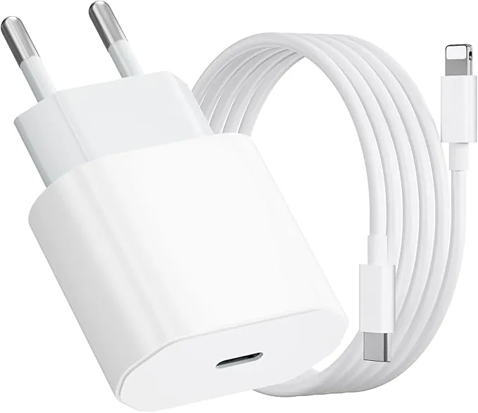 Cargador para iPhone Carga Rapida de 20W con Cable para iPhone de 1m, Cargador para iPhone 14/14 Plus/ 14 Pro/ 14 Pro MAX/ 13/12/ 1/ X/ 8/7