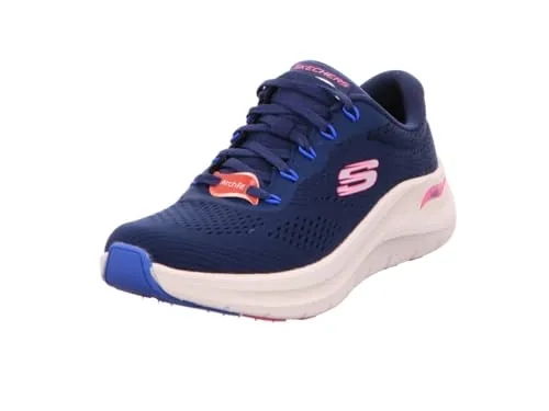 Skechers Arch Fit 2.0 Big League - Tenis para Mujer, Malla Azul Marino, Ribete Rosa Intenso y Azul, 39 EU